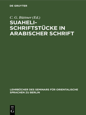 cover image of Suaheli-Schriftstücke in arabischer Schrift